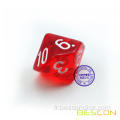 10pcs Polyédrique 10 Dice Dice avec numéro 1-10, Dix de 10 côtés transparents, 10 côtés Cube 1-10